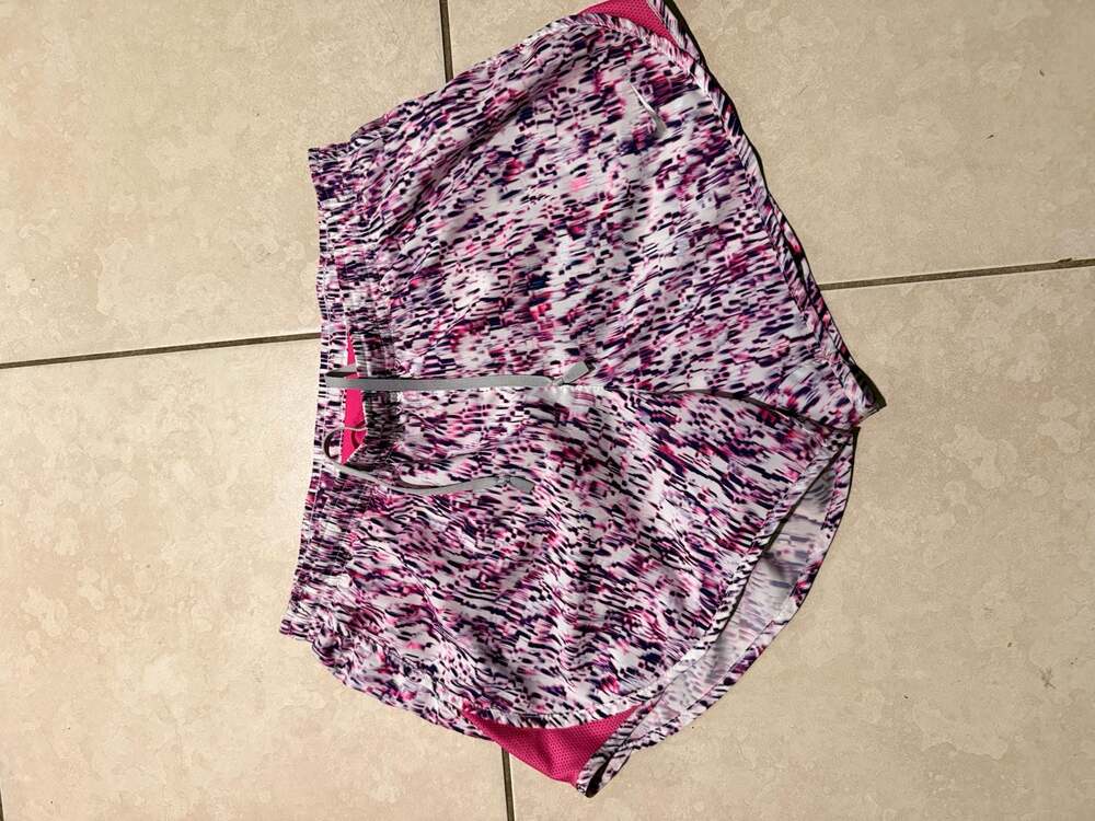 Nike Women's Dri-Fit Running Shorts XS Purple Pink Abstract Icon Clash Tempo - Picture 1 of 7